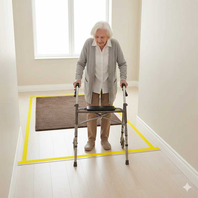 High Contrast Floor Tape for Senior Vision Impairment