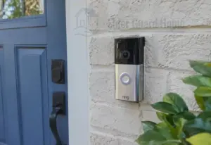 Learn how to install Ring doorbell without drilling. Battery-powered Ring video doorbell installed beside a home's front door without visible wall drilling.