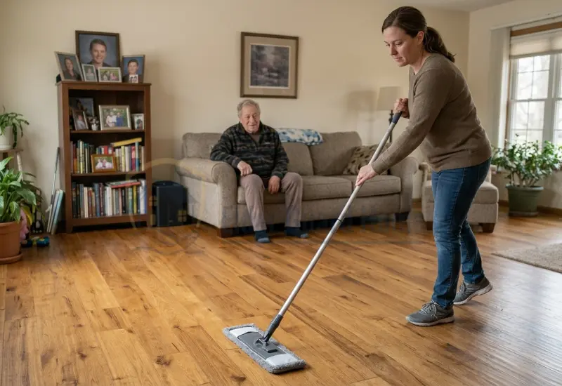 A floor can also become slippery after years of maintenance.